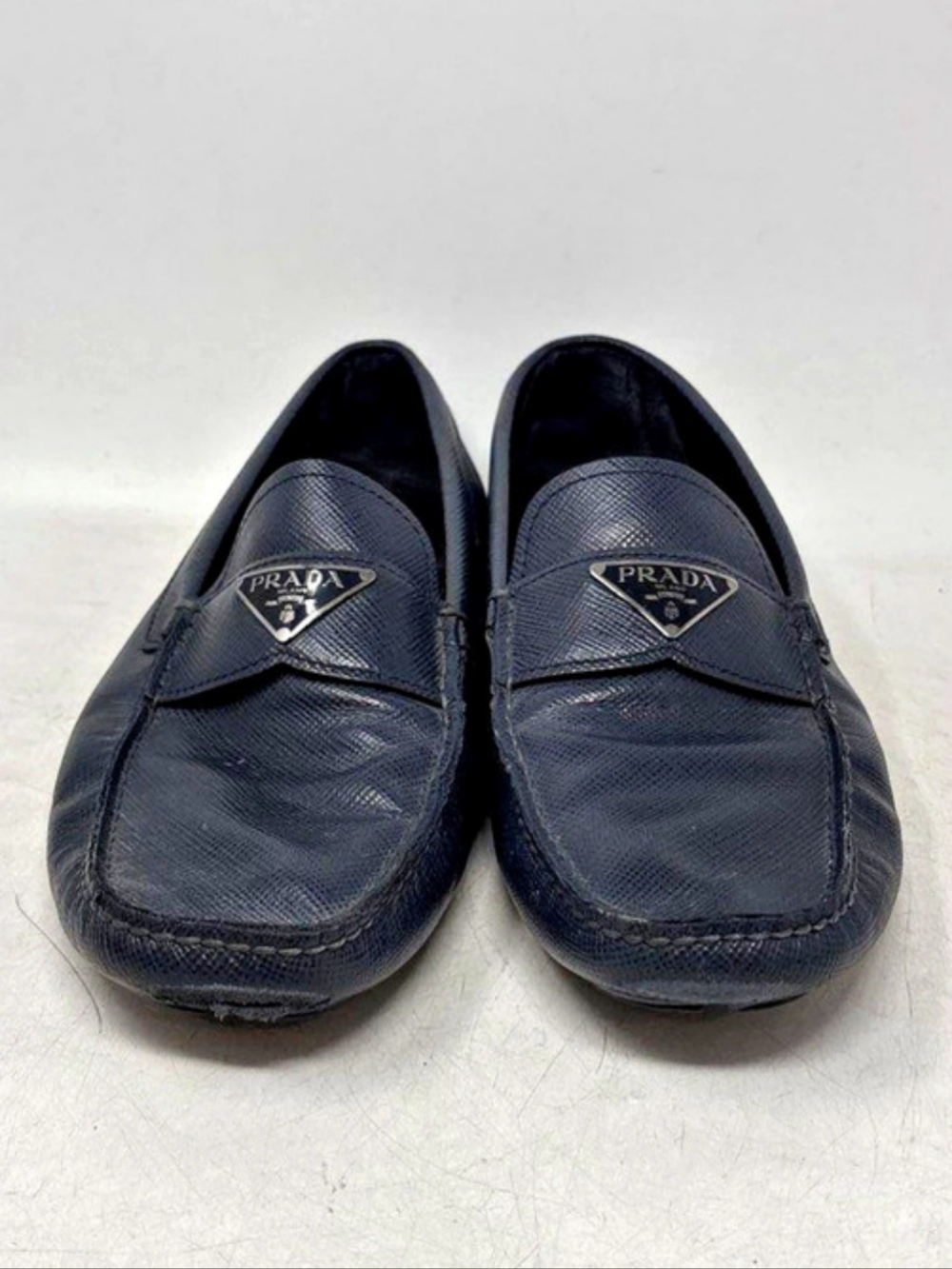 Prada Saffiano Leather Driving Loafer Blue US 11
